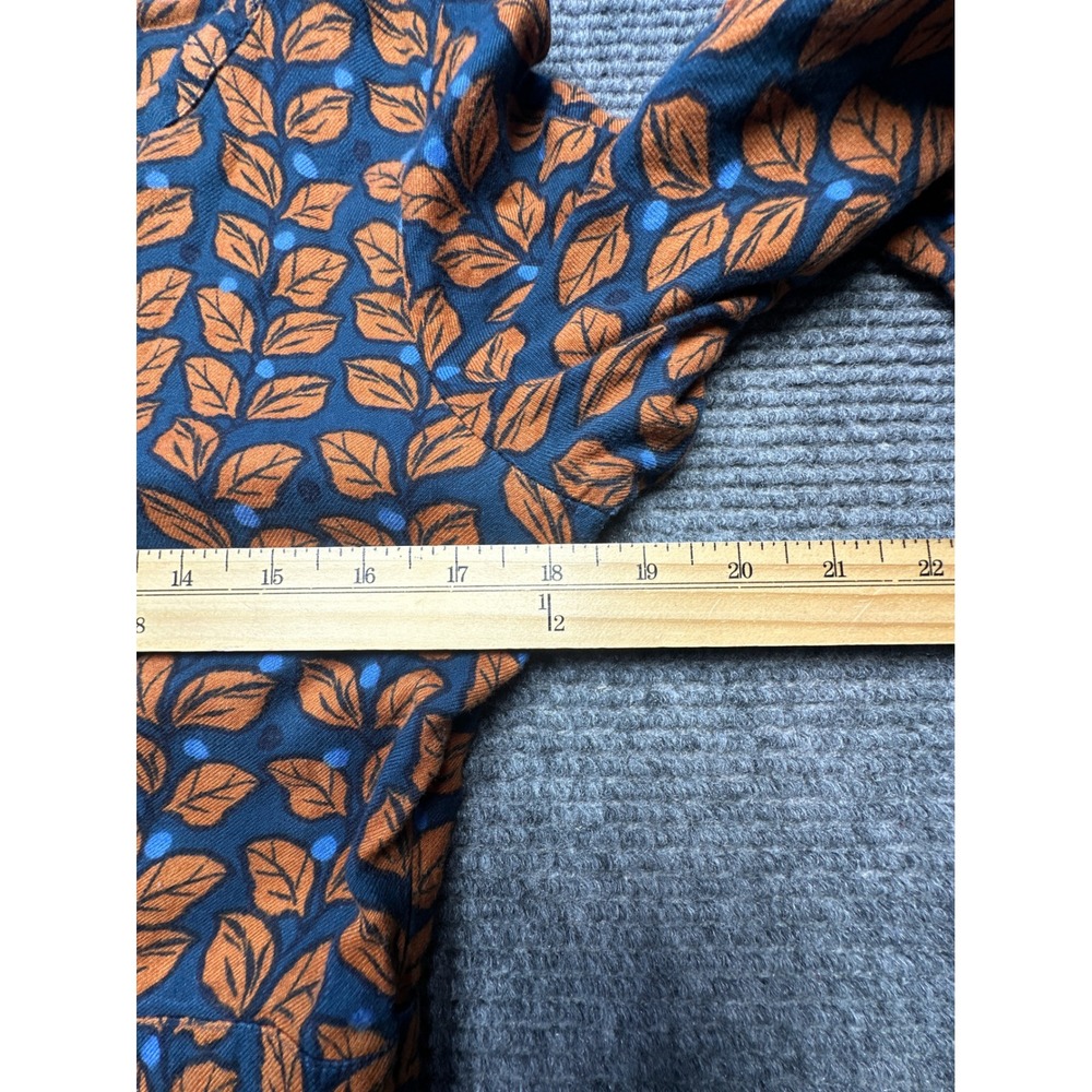 Seasalt Bunting Dress Women 12 Blue Orange Leaf Print 3/4 Sleeve Cotton Blend - Picture 3 of 8